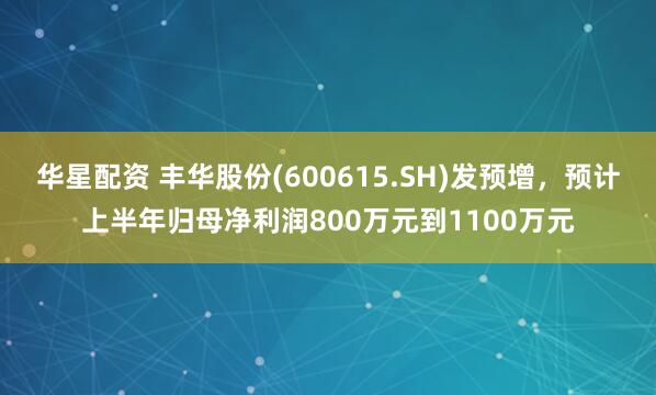 华星配资 丰华股份(600615.SH)发预增，预计上半年归母净利润800万元到1100万元
